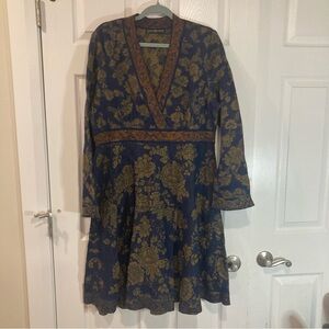 Peruvian Connection 100% Pima cotton floral sweater dress size XL made in Peru